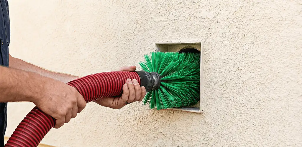 Air duct cleaning brush removing debris from a vent opening in Grand Rapids, MI