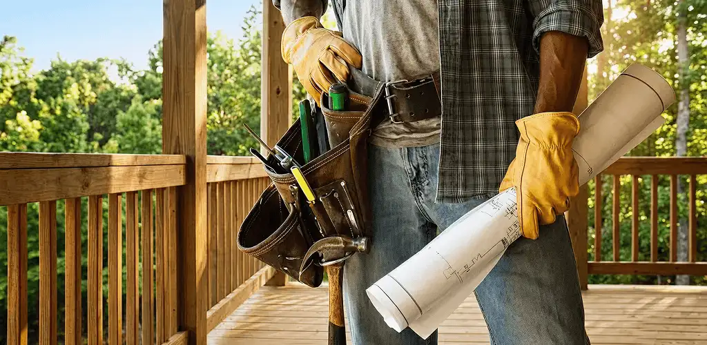 Professional handyman with tool belt ready for home repairs in Grand Rapids, MI