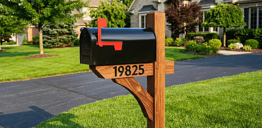 New mailbox installation with post and address number for a home in Grand Rapids, MI